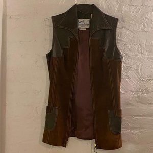 vintage brown suede and leather vest